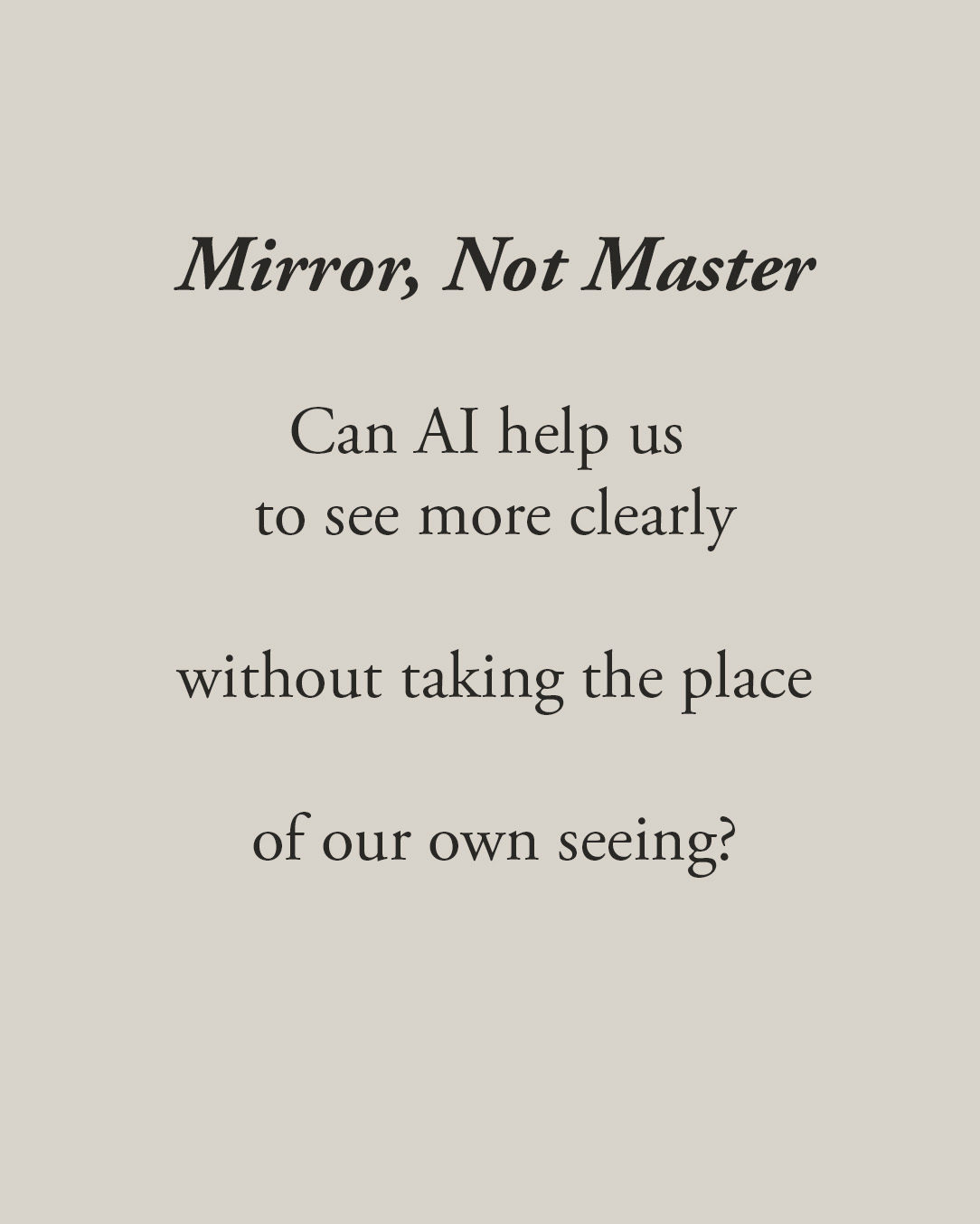 Mirror, Not Master reflection