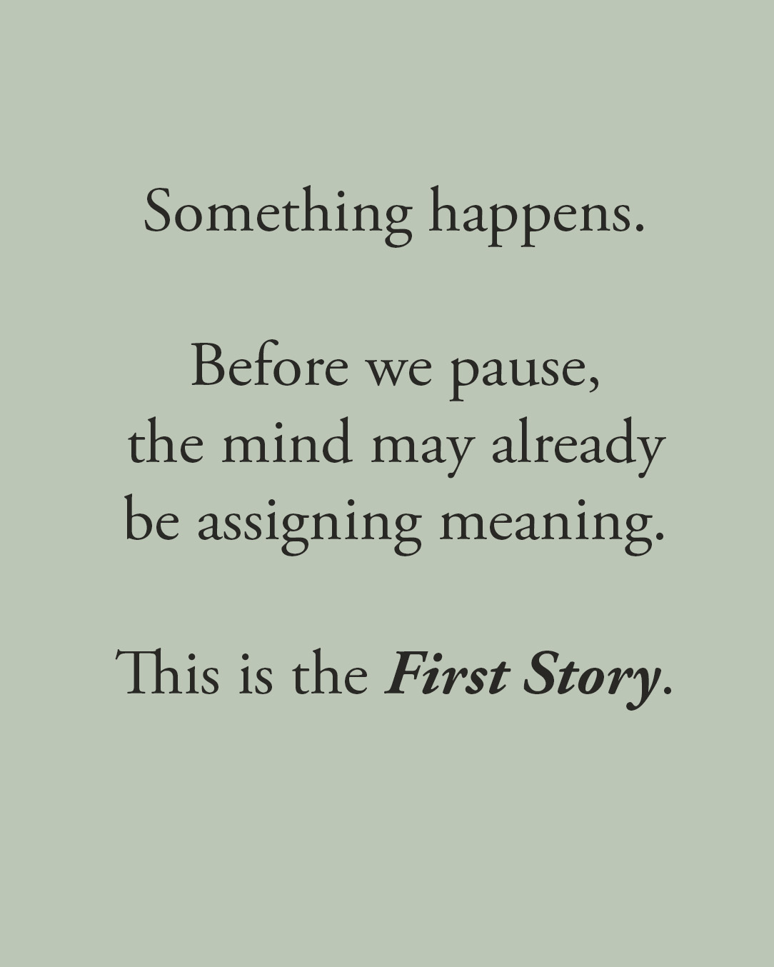 The First Story reflection